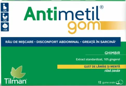 Antimetil gom, 12 gume orale, Tilman