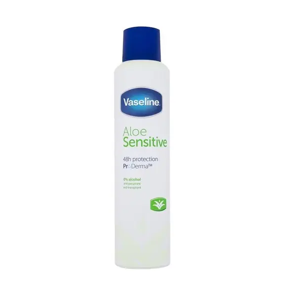 Antiperspirant Deodorant, Vaseline, Aloe Sensitive, cu Proderma, Hipoalergenic, Protectie 48h, 250ml