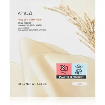 Anua Rice 70% + Ceramide Glow Collagen Mask masca pentru albirea tenului cu colagen