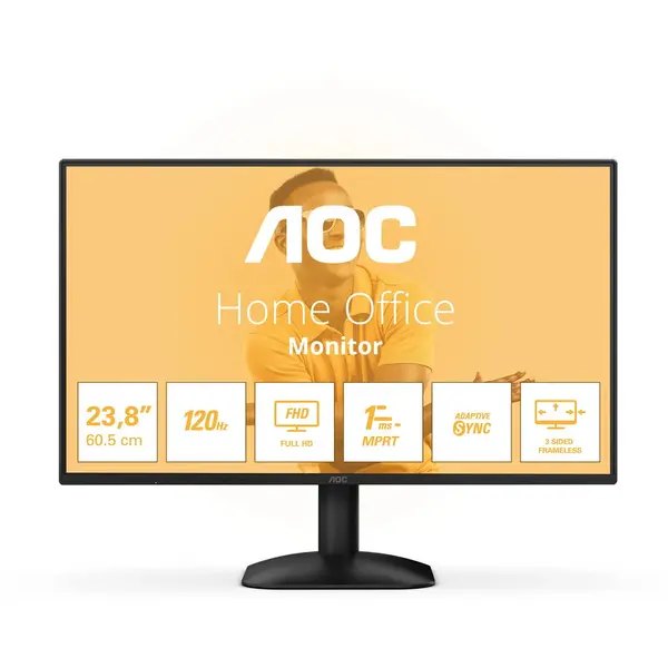 AOC Monitor IPS LED AOC 24B31H, 23.8 inch, Full HD 1920 x 1080, VGA, HDMI, 120 Hz, 1 ms, Negru