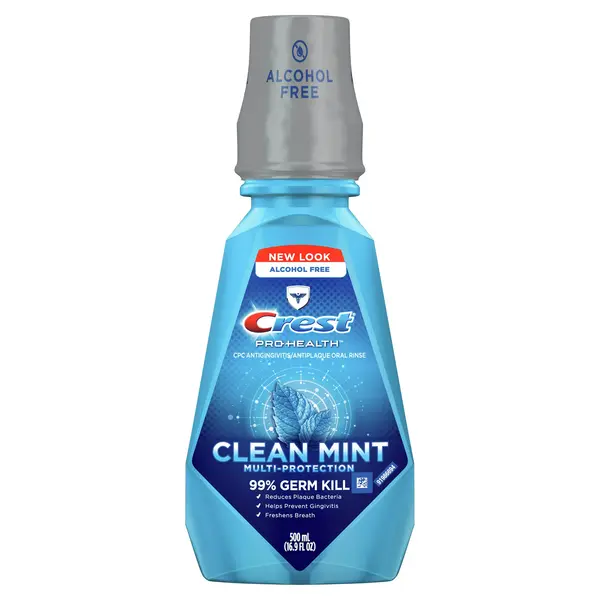 Apa de Gura, Crest, Pro-Health, Clean Mint, fara Alcool, Multi-Protectie, cu Clorura de Cetilpiridiniu, 500ml