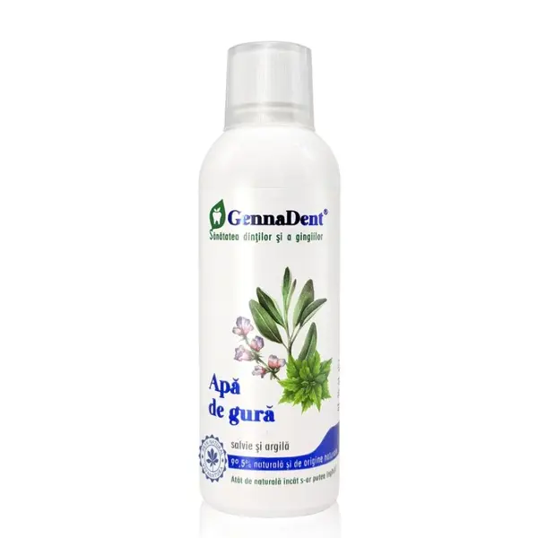 Apa de gura cu salvie si argila GennaDent, 500 ml, VivaNatura