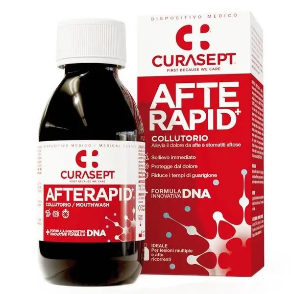 Apa de Gura, Curasept, Afterapid+, impotriva inflamatiilor Bucale, Fara Alcool, 125ml