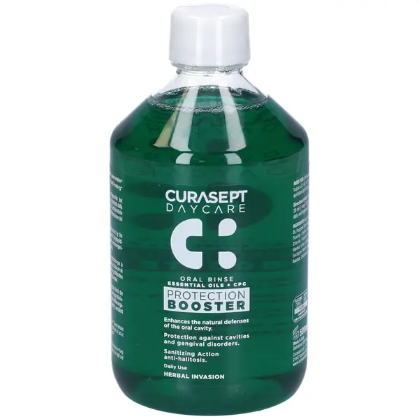 Apa de Gura, Curasept, Daycare Booster, Herbal Invasion, cu CPC, pentru Sanatatea Orala, cu Fluor, fara Alcool, 500ml