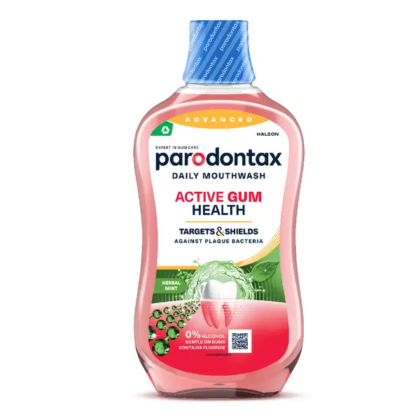 Apa de gura fara alcool Active Gum Health Herbal Mint, 500 ml, Parodontax