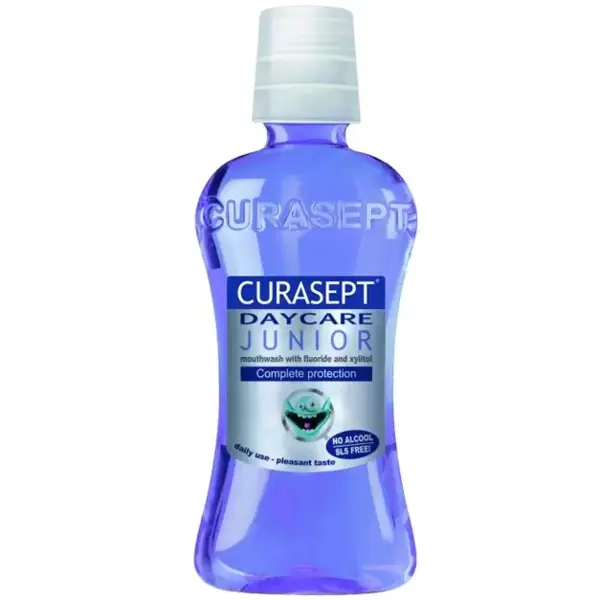 Apa de Gura pentru Copii, Curasept Daycare, Junior, impotriva Cariilor Dentare, pentru Copii, cu Fluor si Xylitol, 250ml
