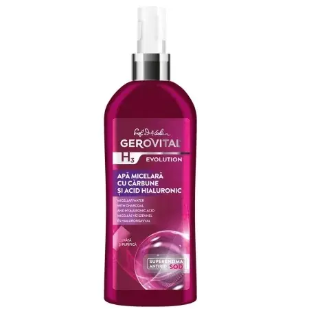 Apa micelara cu carbune si acid hialuronic H3 Evolution 150 ml Gerovital