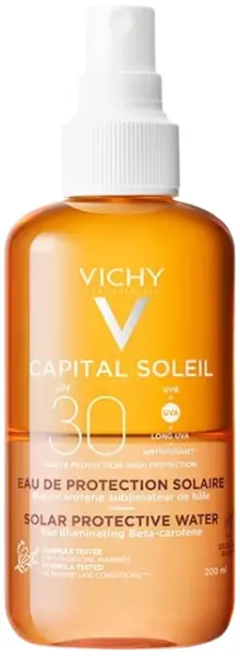 Apă pentru îmbunătățirea tenului Vichy Capital Soleil, SPF30, 200 ml