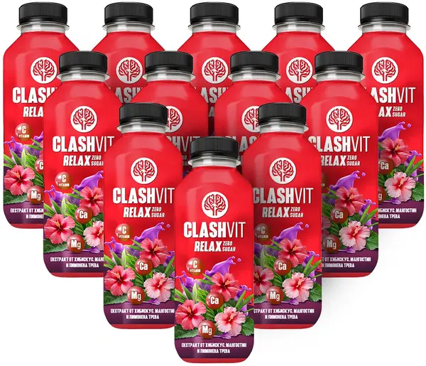 Apă vitaminizată ClashVit Relax, Hibiscus, 12 bucăți