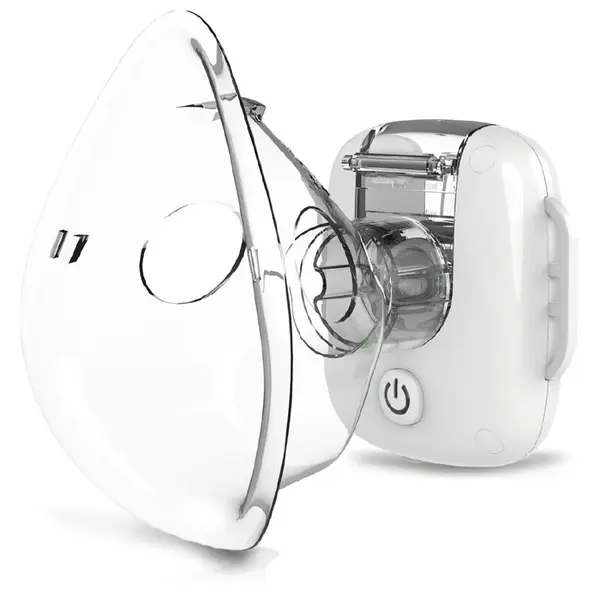 Aparat aerosoli copii, Lionelo, Nebi Air, Portabil, 2 masti incluse, Cu baterie incorporata, Autonomie de pana la 60 min., Cablu USB, >30 dB, Alb