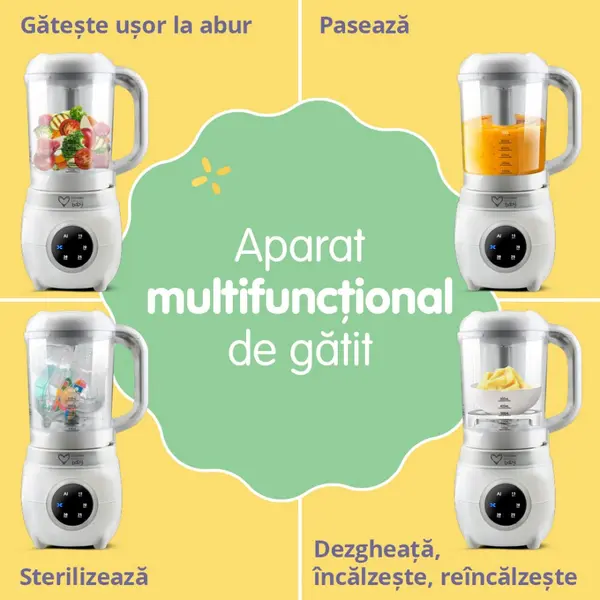 Aparat automat multifunctional de gatit cu aburi si blender 5 in 1 Easycare Baby