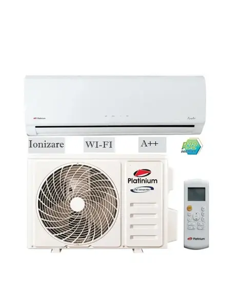 Aparat de aer conditionat Platinium PureAir PX-12R32 INZ++KIT, 12000 BTU, Kit instalare inclus, Clasa A++, R32, Wi-Fi, Ionizare (Alb)