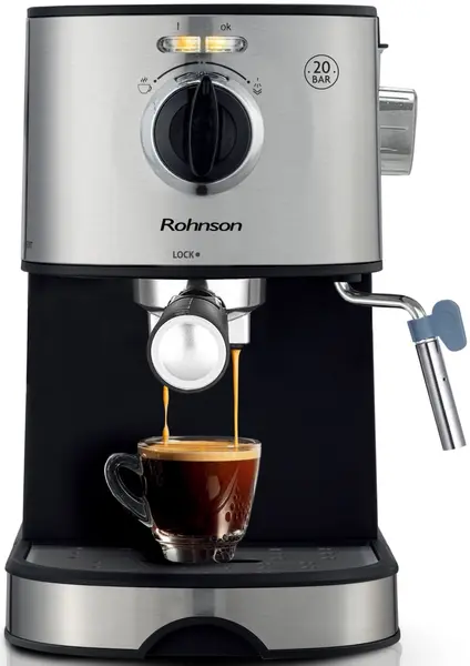 Aparat de cafea Rohnson - R-98022, 20 bar, 1 l, argintiu/negru