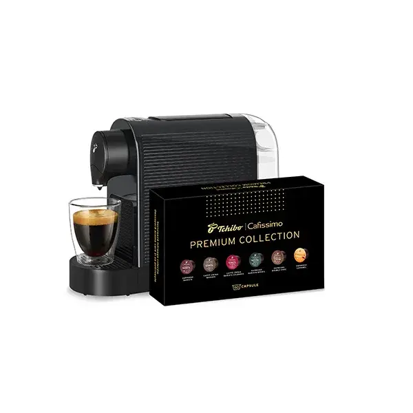 Aparat de cafea Tchibo Cafissimo Pure Plus Negru & 60 capsule Premium Collection Aparat de cafea Tchibo Cafissimo Pure Plus Negru & 60 capsule Premium Collection