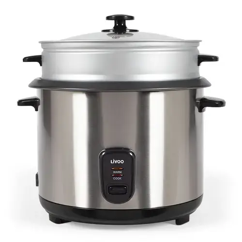 Aparat de gatit orez si alimente la abur Livoo DOC 293, capacitate 2.8L/16 portii, vas detasabil cu acoperire antiaderenta cu indicator de nivel, cos de abur din aluminiu, capac transparent cu aerator de abur, oprire automata, functie de pastrare la cald