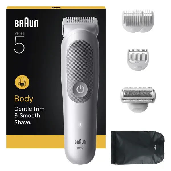 Aparat de ingrijire corporala Braun Seria 5 BG5550, +6 Accesorii de ingrijire: 3 Piepteni, 1 Cap de ras, 1 Saculet, 1 Perie de curatare, Tehnologie
