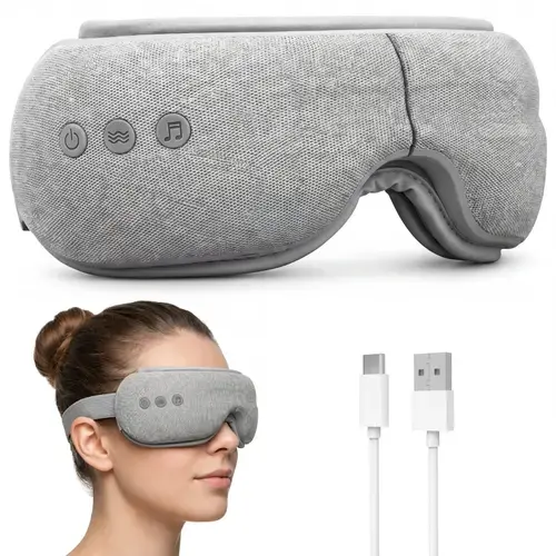 Aparat de masaj ocular si ochi iHunt SPA EyeZen Fold, Design pliabil, Compresie inteligenta cu aer, Functie incalzire, Bluetooth, Portabil (Gri)