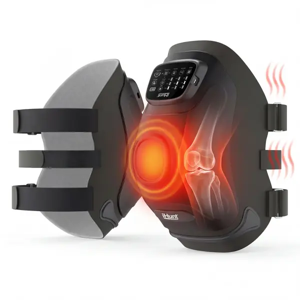 Aparat de Masaj pentru Genunchi si Articulatii iHunt SPA KneeRestore, Compresie cu Aer, Vibratii, Terapie prin Caldura si Infrarosu, Baterie 5000mAh