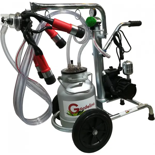 Aparat de muls Vaci Gardelina 120 AL PC, 20L aluminiu, 1 post, 180 l/min, pahare plastic, 8 bovine pe ora