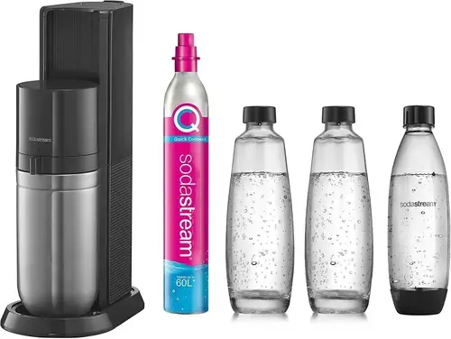 Aparat de preparat sifon SodaStream Duo Titan Promo-Pack, 2x Sticla 1l + 1x Sticla Fuse 1l (Negru)
