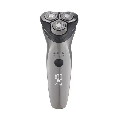 Aparat de ras electric Adler AD 2945, Autonomie 90 minute, Display LED, Trimmer barba, IPX7 (Gri)