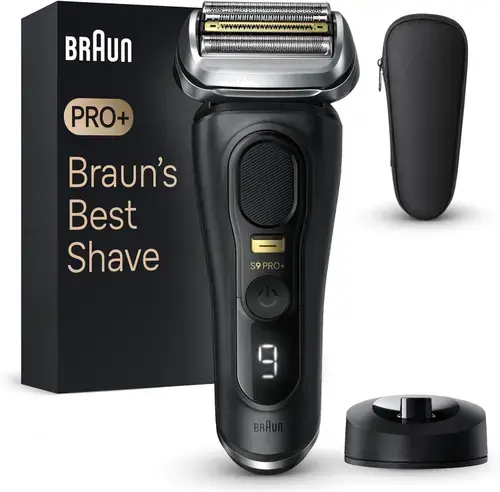 Aparat de ras electric Braun Series 9 Pro+ 9510s, Autonomie 60 minute, Vibratii sonice, Husa de calatorie (Negru)