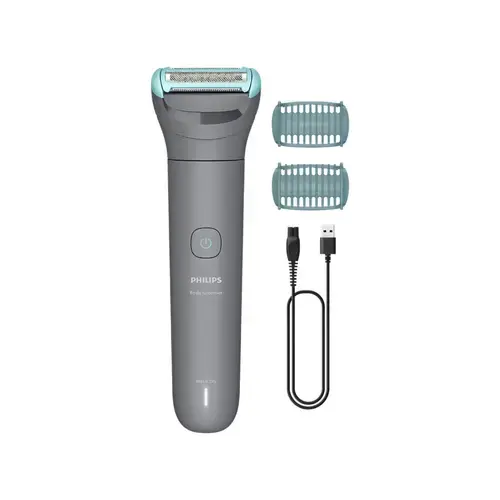 Aparat de ras electric pentru corp Philips Body Groomer 3000 Series BG3480/15, Autonomie 80 de minute, Cu sistemul de rasTriple Protect (Gri)