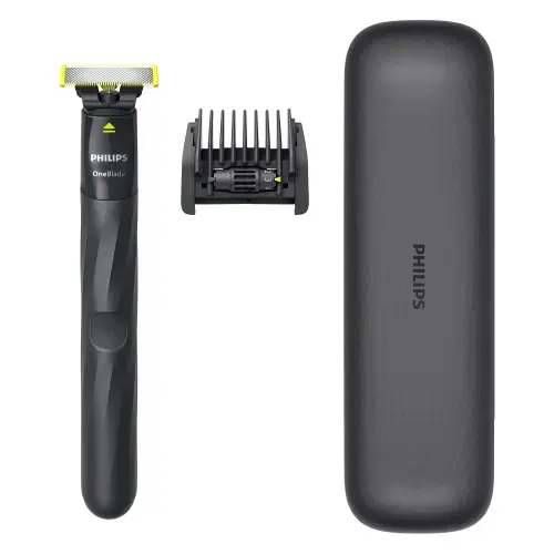 Aparat de ras electric Philips One Blade QP1424/65, Pieptene reglabil 5in1, Autonomie 30 minute (Gri)