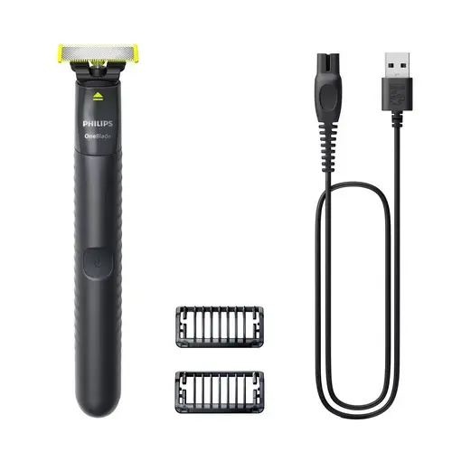 Aparat de ras electric Philips Oneblade QP1424/10, Autonomie 30 minute (Negru/Verde)