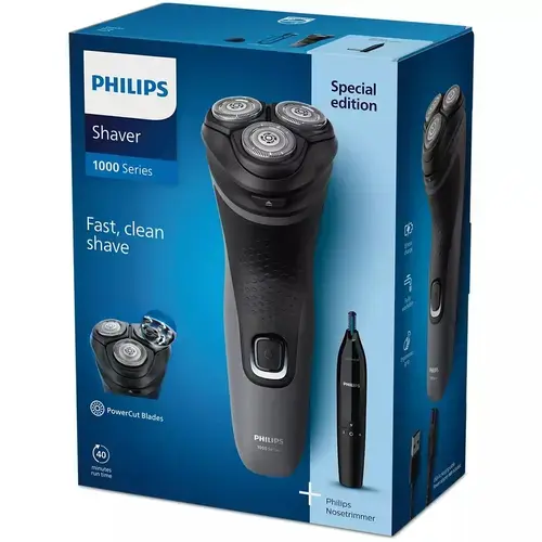 Aparat de ras electric Philips S1142/02, Autonomie 40 minute, 27 lame cu ascutire automata, 55.000 taieri/minut (Gri)