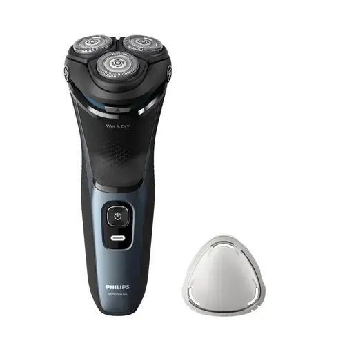 Aparat de ras electric Philips Seria 3000 S3144/00, Autonomie 60 minute, 3 lame, Umed&Uscat (Negru/Albastru)