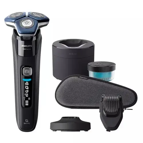 Aparat de ras electric Philips Seria 7000 S7886/58, 5 W, Autonomie 60 minute, Umed si uscat, Lame SteelPrecision SkinIQ (Negru)