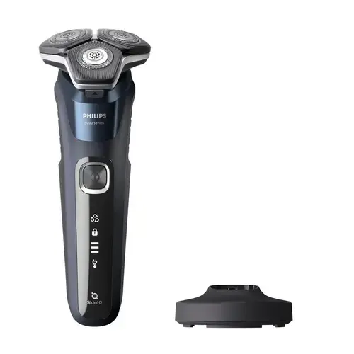 Aparat de ras electric Philips Shaver Seria 5000 S5885/25, Wet&Dry, Autonomie 60 minute, 9 W (Gri/Albastru)
