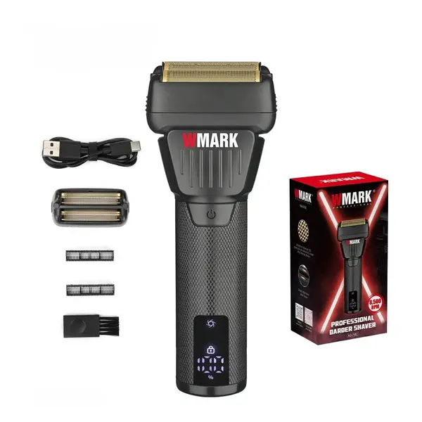 Aparat de Ras Electric Profesional WMARK by BIRAI® R-2025, Shaver 8500 RPM, Lame Duble, Display LCD, LED, Încărcare Rapidă USB, Waterproof, Barbierit