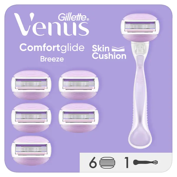Aparat de ras pentru femei Gillette Venus Comfortglide Breeze, manere cu 6 rezerve incluse