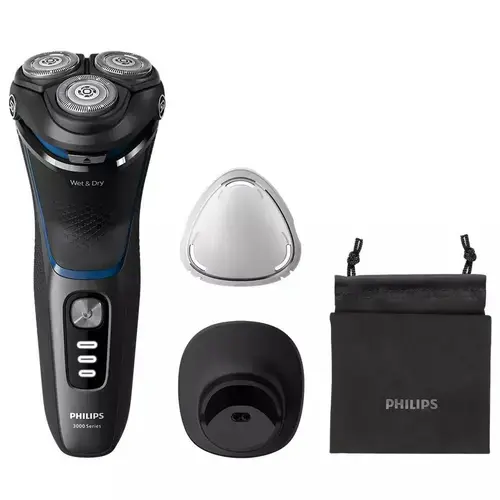 Aparat de ras Philips Seria3000 S3344/13, Wet&Dry, Autonomie 60 min, 3 elemente de taiere (Negru)