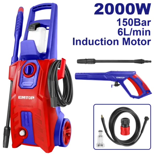 Aparat de spalat cu presiune 2000W, 150 bar, 6L min, furtun 5m - EHPW2001, EMTOP