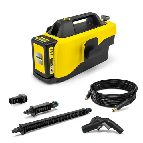 Aparat de spalat cu presiune joasa Karcher OC 6-18 Battery, 24 bar, 200 l/h + Acumulator 18 V, 2.5 Ah si Incarcator (Negru/Galben)