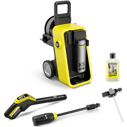 Aparat de spalat cu presiune Karcher K 5 Comfort Premium Connect EU, putere 2100 W, presiune 145 bar, debit 500 l/h, pistol G180Q Connect, lance 4-in-1 Multi Jet, furtun 10 m, detergent universal RM 626 la 1 l (Galben/Negru)