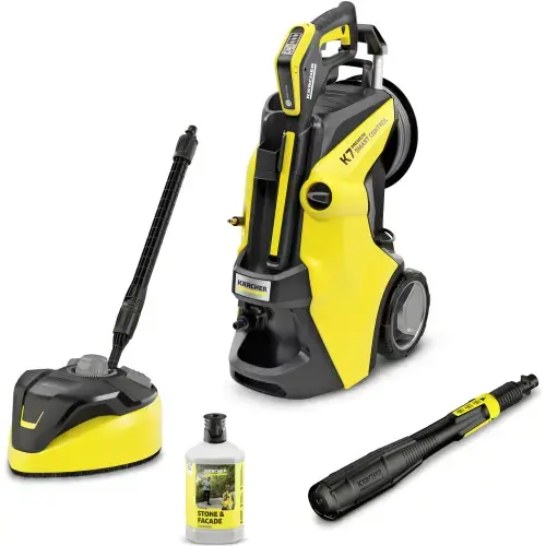 Aparat de spalat cu presiune Karcher K7 Premium Smart Control Home Flex, putere 3000 W, 180 bar presiune maxima, 600 l/h debit maxim, furtun presiune PremiumFlex10 m, 3 in 1 Multi Jet , perie exterior T7, detergent 3 in 1,pistol G180Q Smart Control