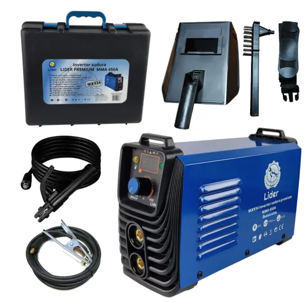 Aparat de sudura MX934 tip invertor LIDER MMA450A de 450Ah cablu electrod 3 metri afisaj electronic protectie supraincalzire