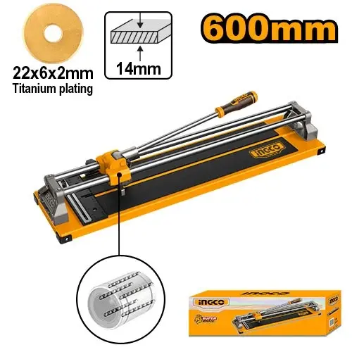 Aparat de Taiat Gresie 600mm Manual Lungime Taiere 600mm Grosime 14mm Disc Titan Ghidaj 20mm Baza Otel HTC04601