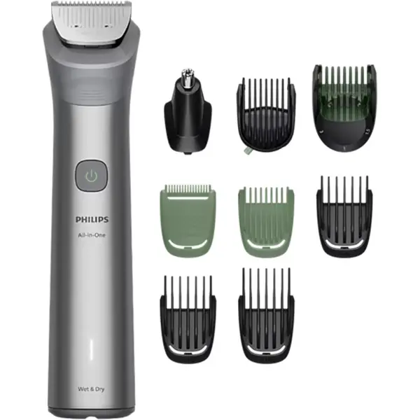Aparat de tuns 10in1 Philips All-in-One Seria 5000 MG5931/15, Acumulator, 0.5-16 mm, Autonomie 120 min, Gri