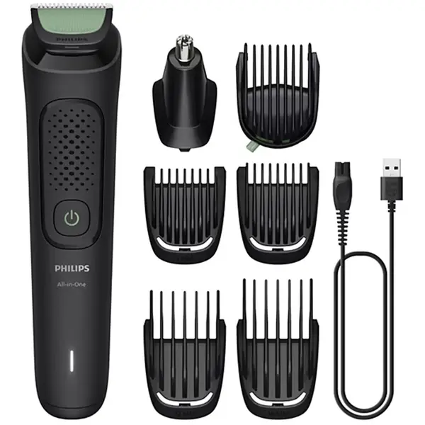 Aparat de tuns 7in1 Philips All-in-One Seria 3000 MG3930/15, Acumulator, 0.5-16 mm, Autonomie 60 min, Negru