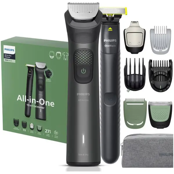 Aparat de tuns barba parul de pe cap si corp 15in1 PHILIPS All-in-One MG9531 15 +OneBlade, autonomie 120 min, 27 setari de lungime: 0,2 mm OneBlade