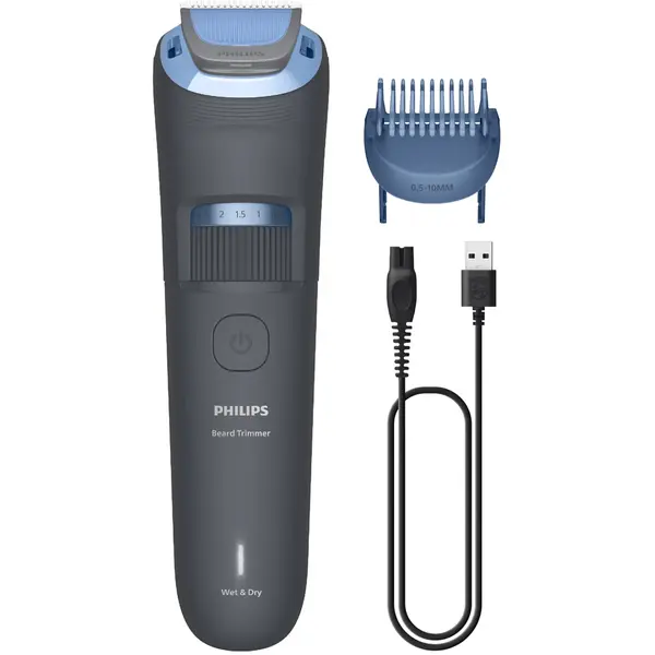 Aparat de tuns Beard Trimmer 3000 Series, Autonomie 60 min, 0,5 – 20 mm, Negru