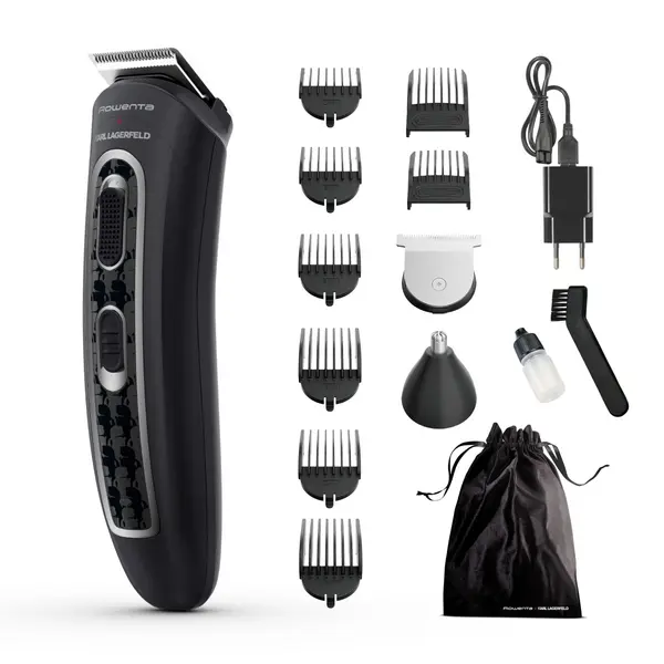 Aparat de tuns multifunctional Rowenta x Karl Lagerfeld Trim & Style 12 in 1 TN911LF0 Tehnologia Wet & Dry autonomie pana la 120 minute