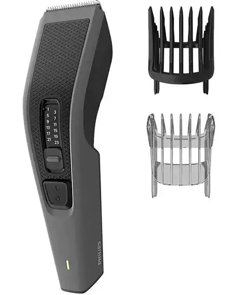 Aparat de tuns Philips Seria 3000 HC3525/15, 13 setari lungime, Tehnologie DuraPower, Lame metalice cu auto-ascutire (Negru/Gri)