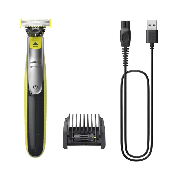 Aparat de tuns si barbierit Philips QP2734/23 OneBlade 360, Pieptene reglabil 5 in 1, 60 minute autonomie, Wet&Dry Negru/Verde