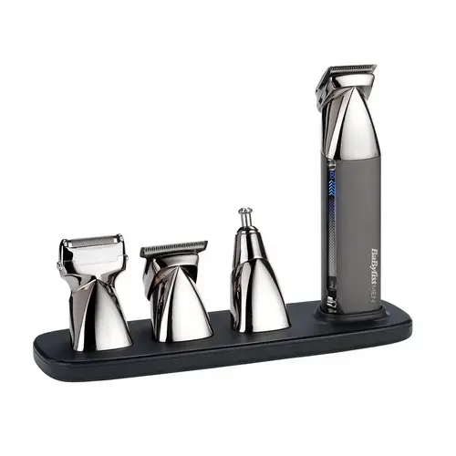 Aparat de tuns si ras BaByliss MT996E Super-X Metal 15 in1 Multi Trimmer, 15 Accesorii, 4 capete, Otel japonez, 5 ore (Argintiu)